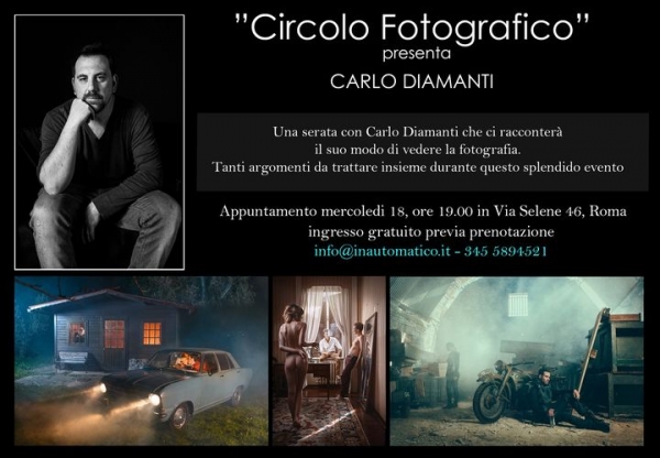 Carlo Diamanti presenta la sua fotografia legata la cinema e i suoi progetti al Circolo Fotografico mercoledì 18 gennaio
