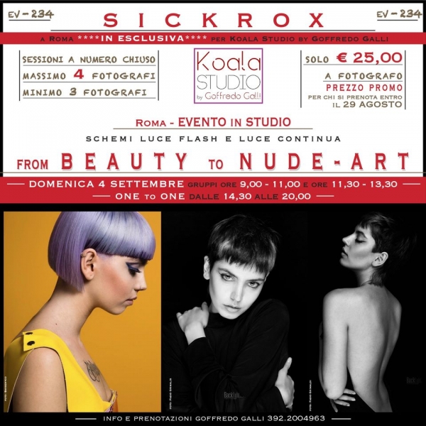 From Beauty to Nude Art con Sickrox. Model sharing del Koala Studio domenica 4 settembre