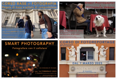 Corsi e workshop di fotografia con Antonella Di Girolamo da febbraio. Teoria online e uscite pratiche in città